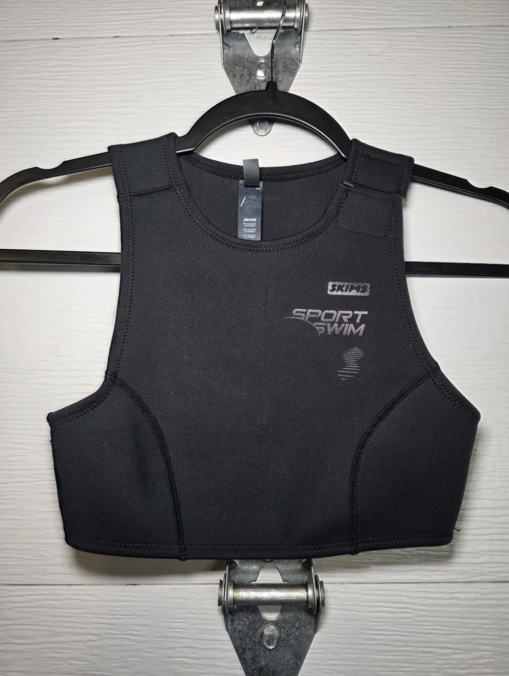 SKIMS Black Sport Swim Cropped Neoprene-Style Top